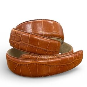 Terry Stack Carmel Brown Croc Embossed Velcro Closure Size L Italian Leather